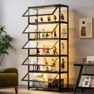 5-Tier Storage Shelves with Acrylic Glass Door