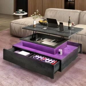 Lift-Top Coffee Table w/ LED Lights